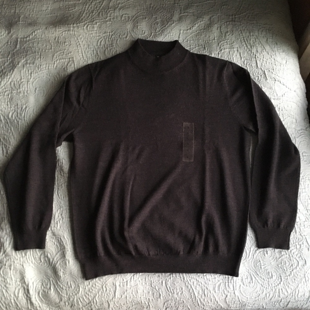 100% Merino Turtleneck Pullover Club Room L Grey